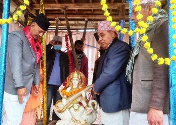 पोखरा विश्वविद्यालयमा २१ लाखको सरस्वती मुर्ति स्थापना