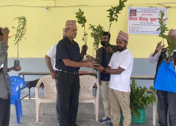 विश्व हिन्दु युवा संघ द्वारा राधाकृष्ण मन्दीरमा बृक्षारोपण सम्पन्न